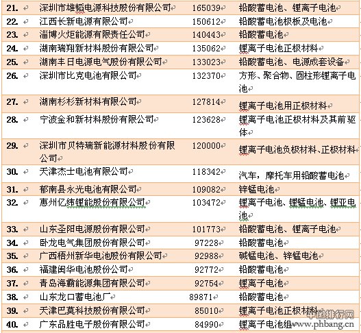 中国电池行业百强企业排名_电池制造商前25名