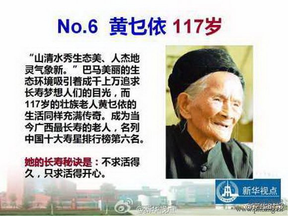 中国十大寿星排行榜 最长寿的中国人128岁