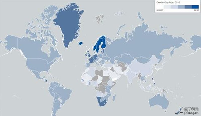 2015全球“男女平等”程度排行榜