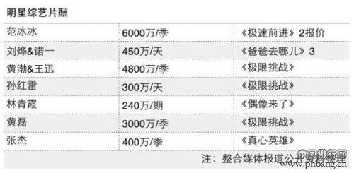 刘烨和诺一上《爸爸去哪儿》挣多少钱？2015明星真人秀片酬排行榜
