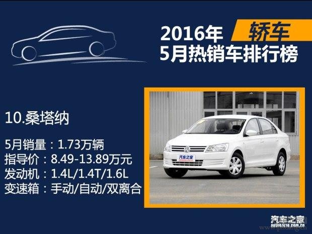 2016年5月国内热销SUV轿车MPV排行榜