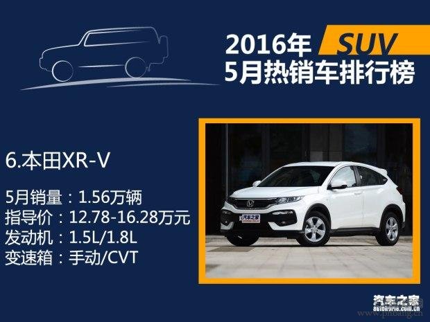 2016年5月国内热销SUV轿车MPV排行榜