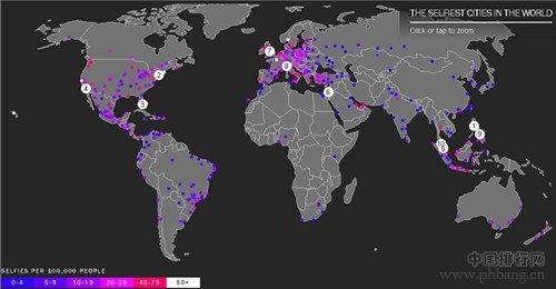 《时代》杂志全球最爱自拍城市排行榜